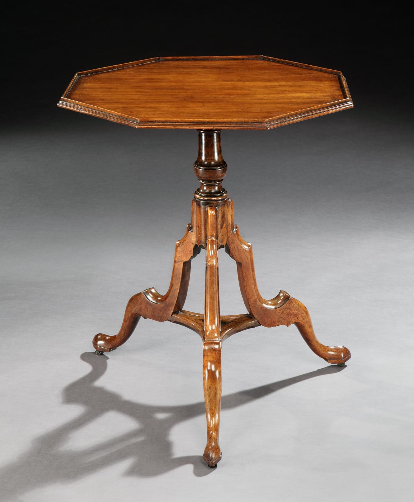 A GEORGE II PADOUK TRIPOD TABLE, English, circa 1755