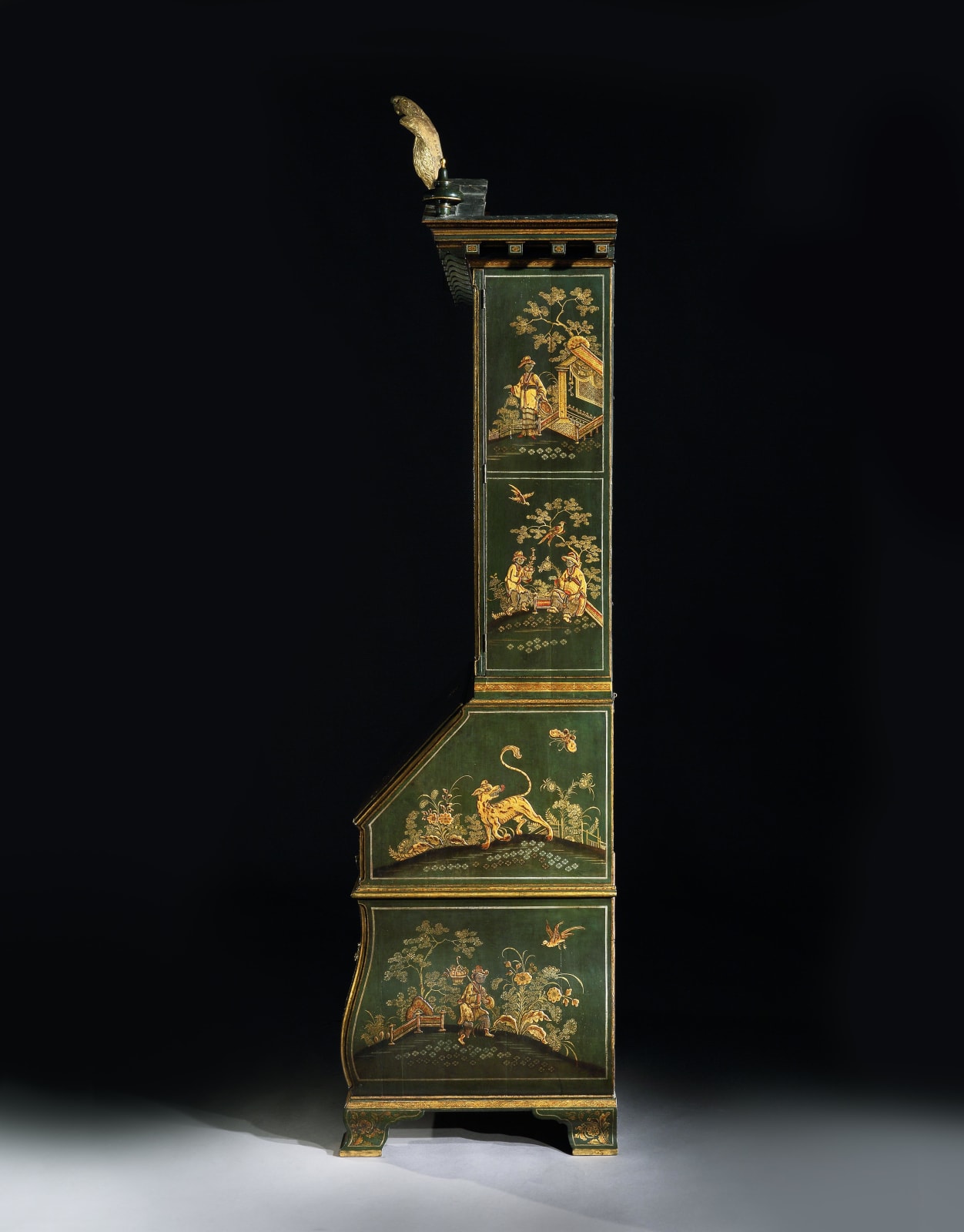 A GEORGE II JAPANNED BUREAU CABINET, English, circa 1745