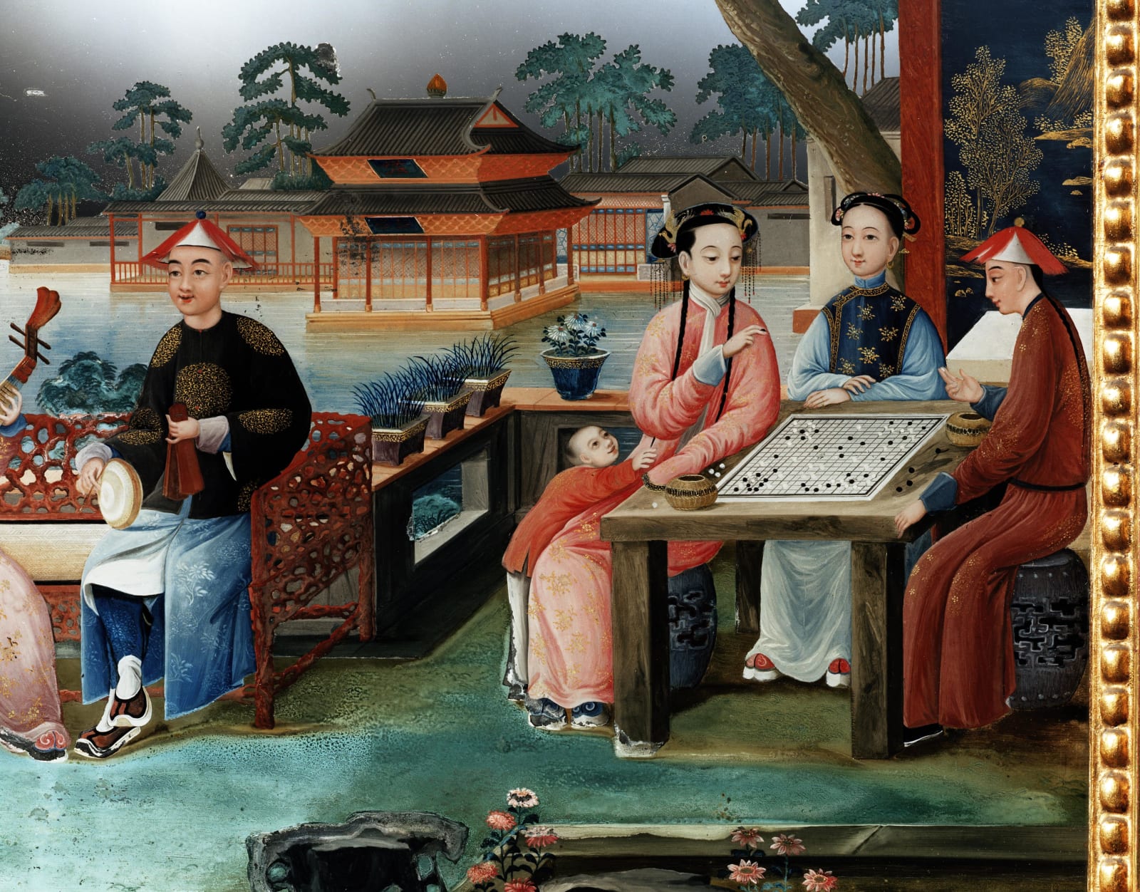 A PAIR OF CHINESE EXPORT REVERSE MIRROR PICTURES, English, circa 1775