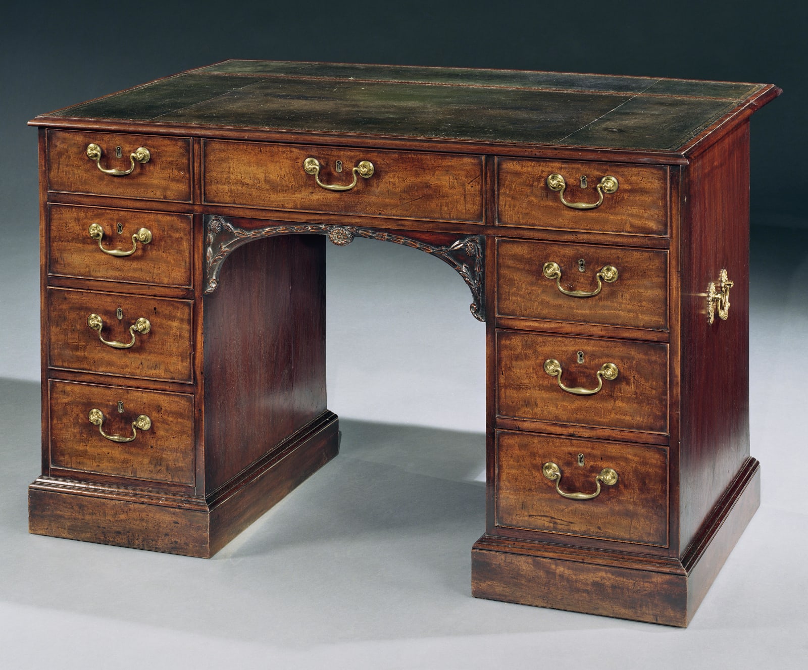 A GEORGE III MAHOGANY BREAKFRONT BOOKCASE, English, circa 1770