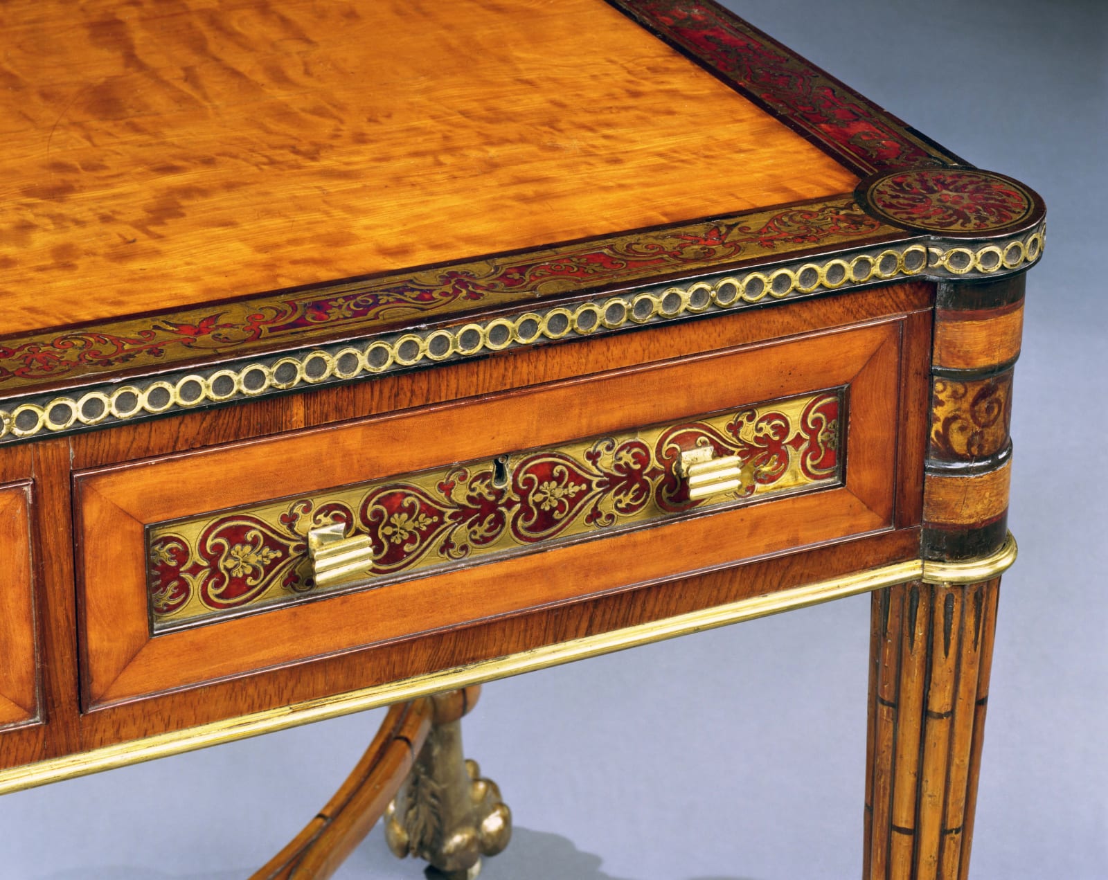 A REGENCY SATINWOOD BOULLE INLAID LIBRARY TABLE, English, circa 1815