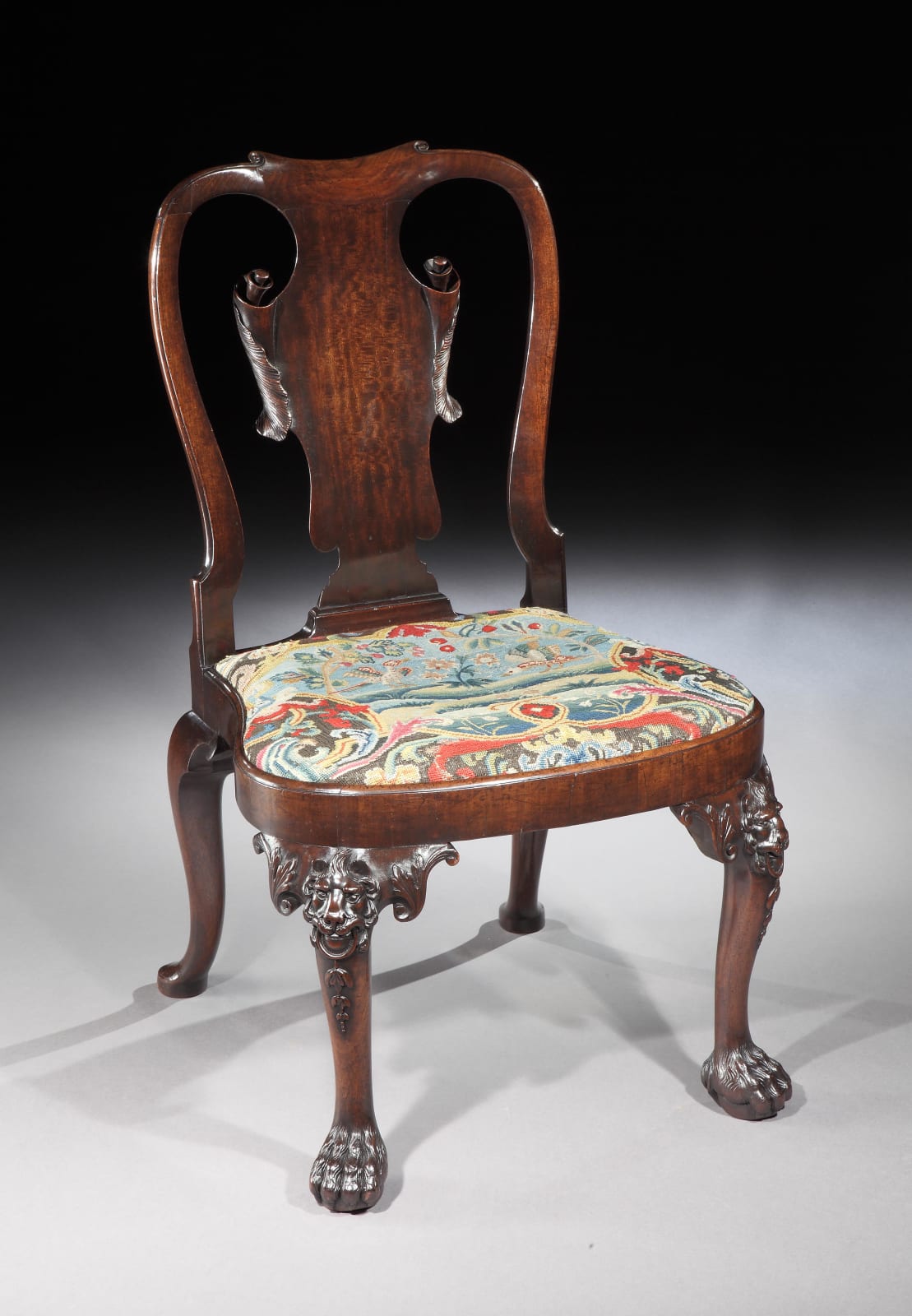 THE PERCIVAL D. GRIFFITHS SIDE CHAIRS, The chairs: English, circa 1730  The needlework: French, circa 1740