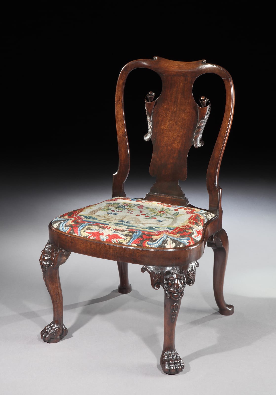 THE PERCIVAL D. GRIFFITHS SIDE CHAIRS, The chairs: English, circa 1730  The needlework: French, circa 1740