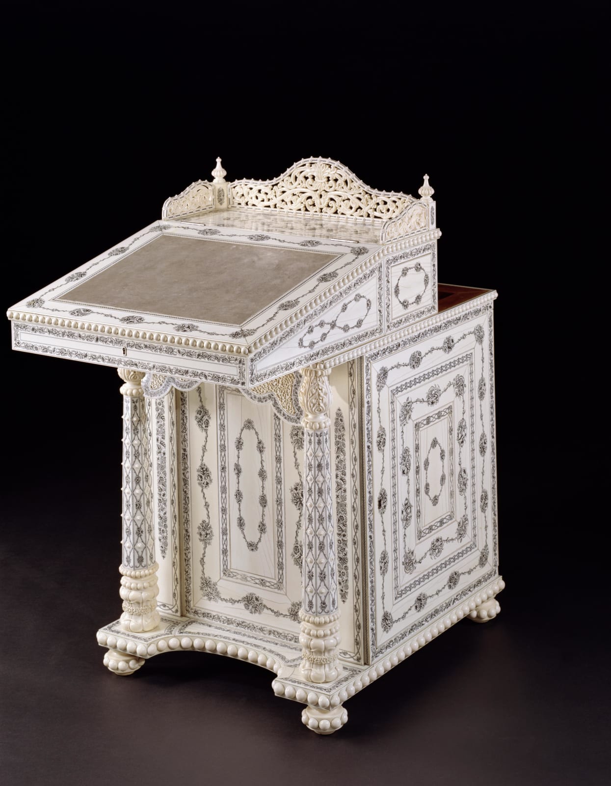 AN ANGLO-INDIAN DAVENPORT DESK, Vizagapatam, circa 1865