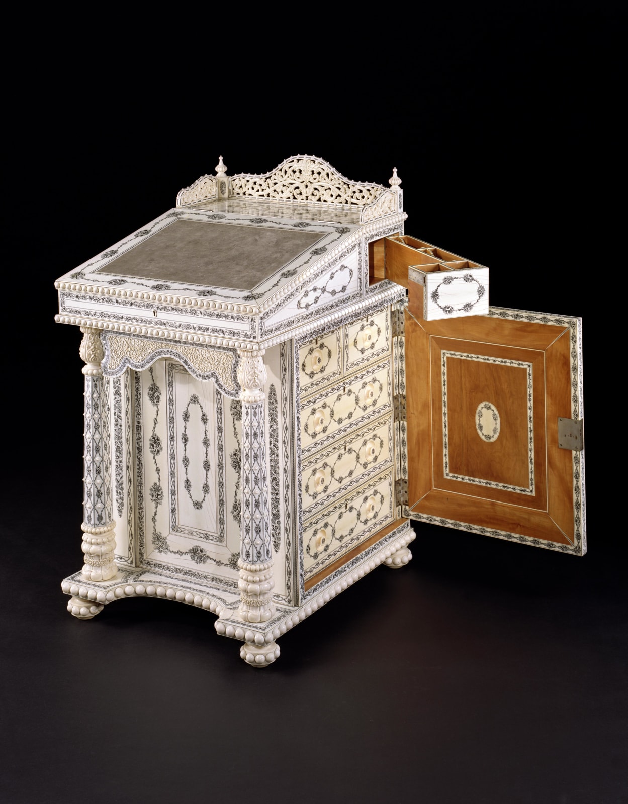 AN ANGLO-INDIAN DAVENPORT DESK, Vizagapatam, circa 1865