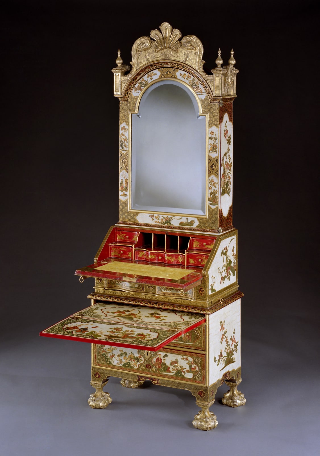 A MINIATURE QUEEN ANNE BUREAU CABINET, English, circa 1710