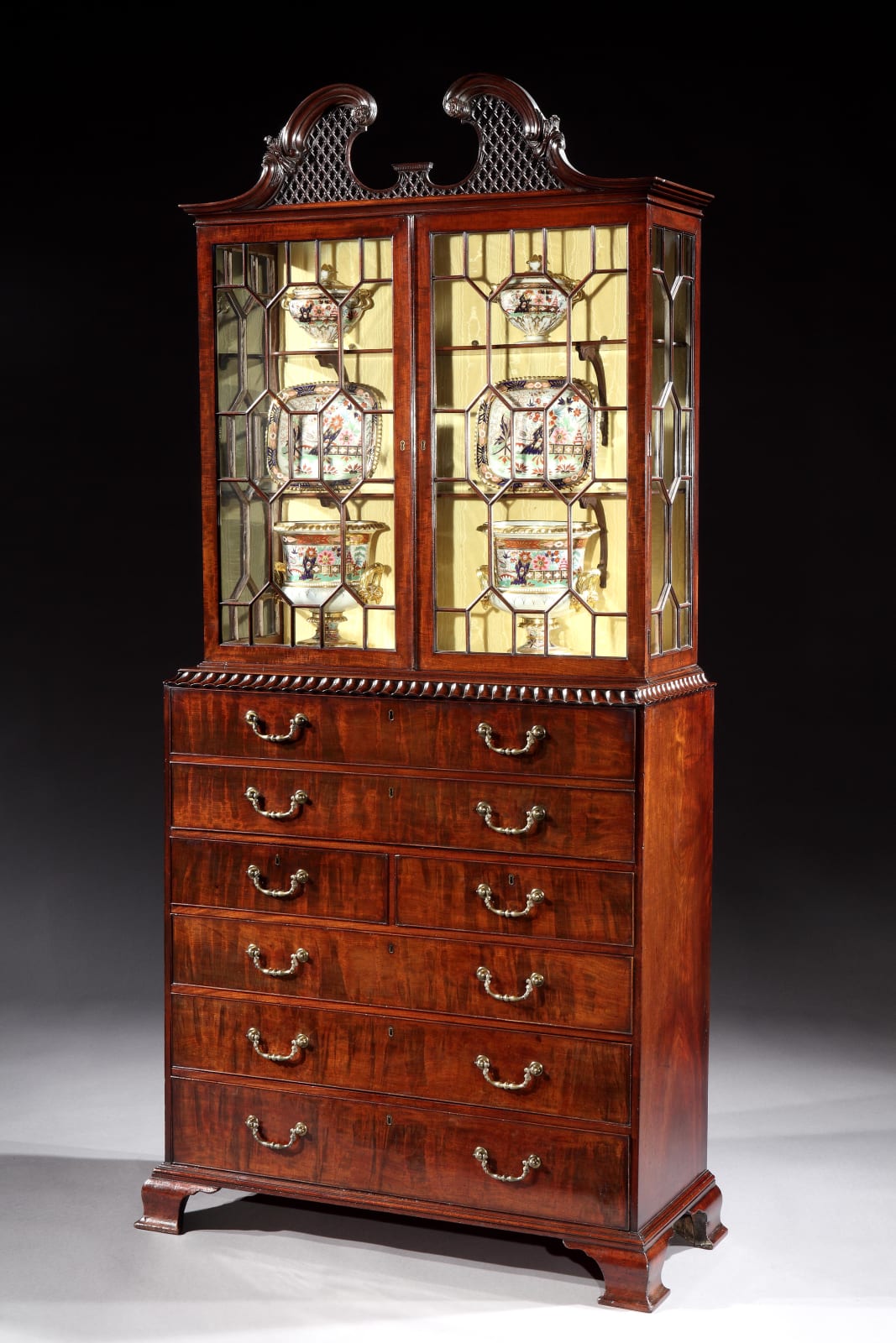 A GEORGE III MAHOGANY SECRÉTAIRE CABINET , English, circa 1770