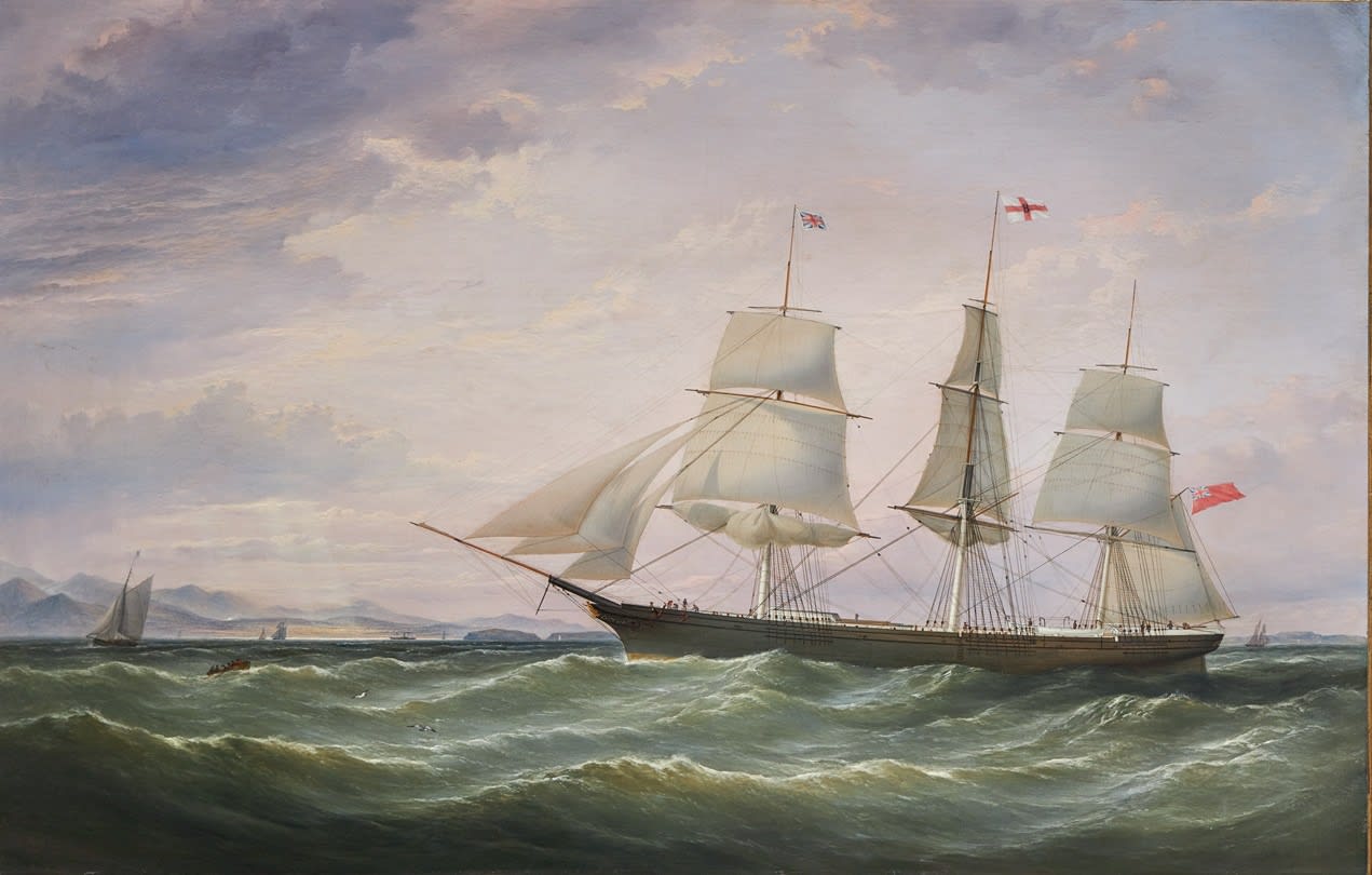 Samuel Walters, Star of the East, hove-to in Beaumaris Bay awaiting the pilot for Liverpool