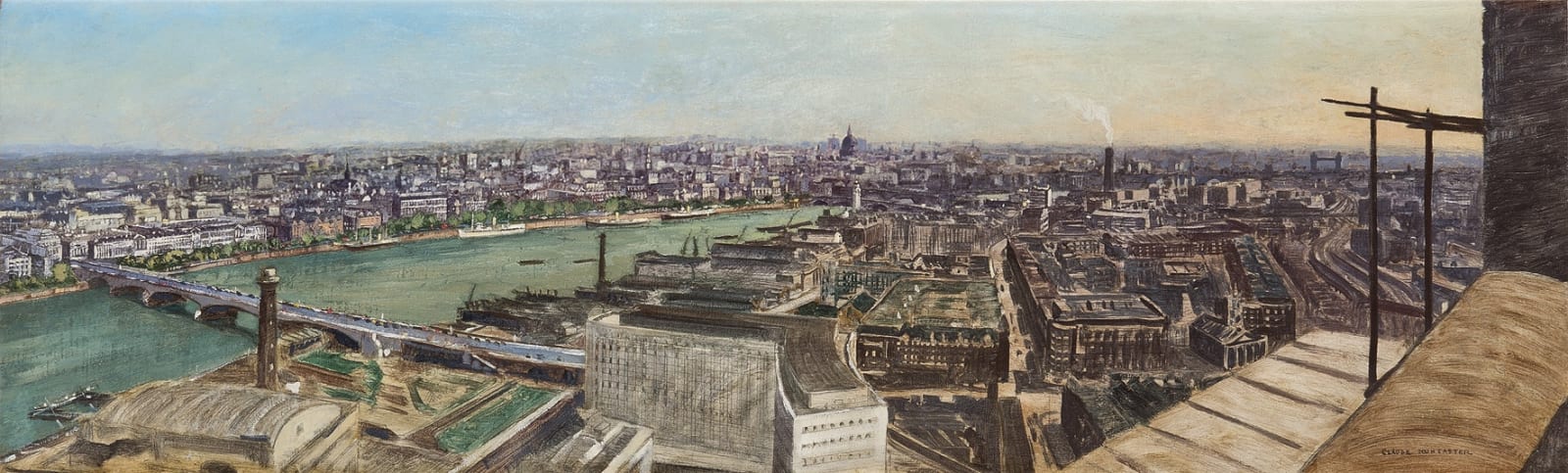 Claude Grahame Muncaster, PRSMA, RWS, ROI, RBA, London Skyline from the top of the Shell Building at Waterloo