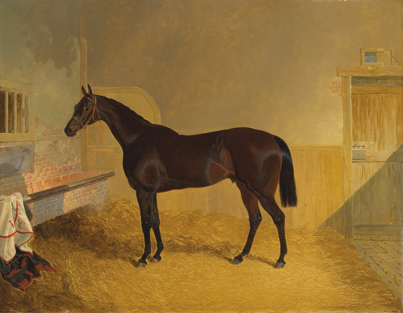 John Frederick Herring Snr, Mr William Taylor Copeland’s brown colt Mustapha Muley in a stable , 1842