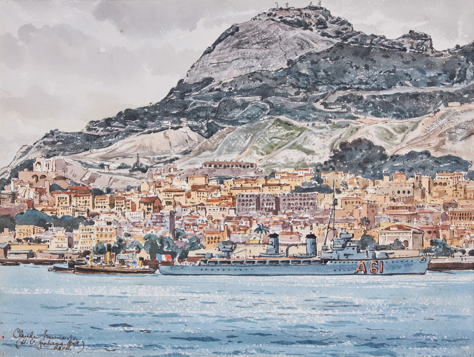 Claude Grahame Muncaster, PRSMA, RWS, ROI, RBA, 'La Grandiere', A French Sloop at Gibraltar