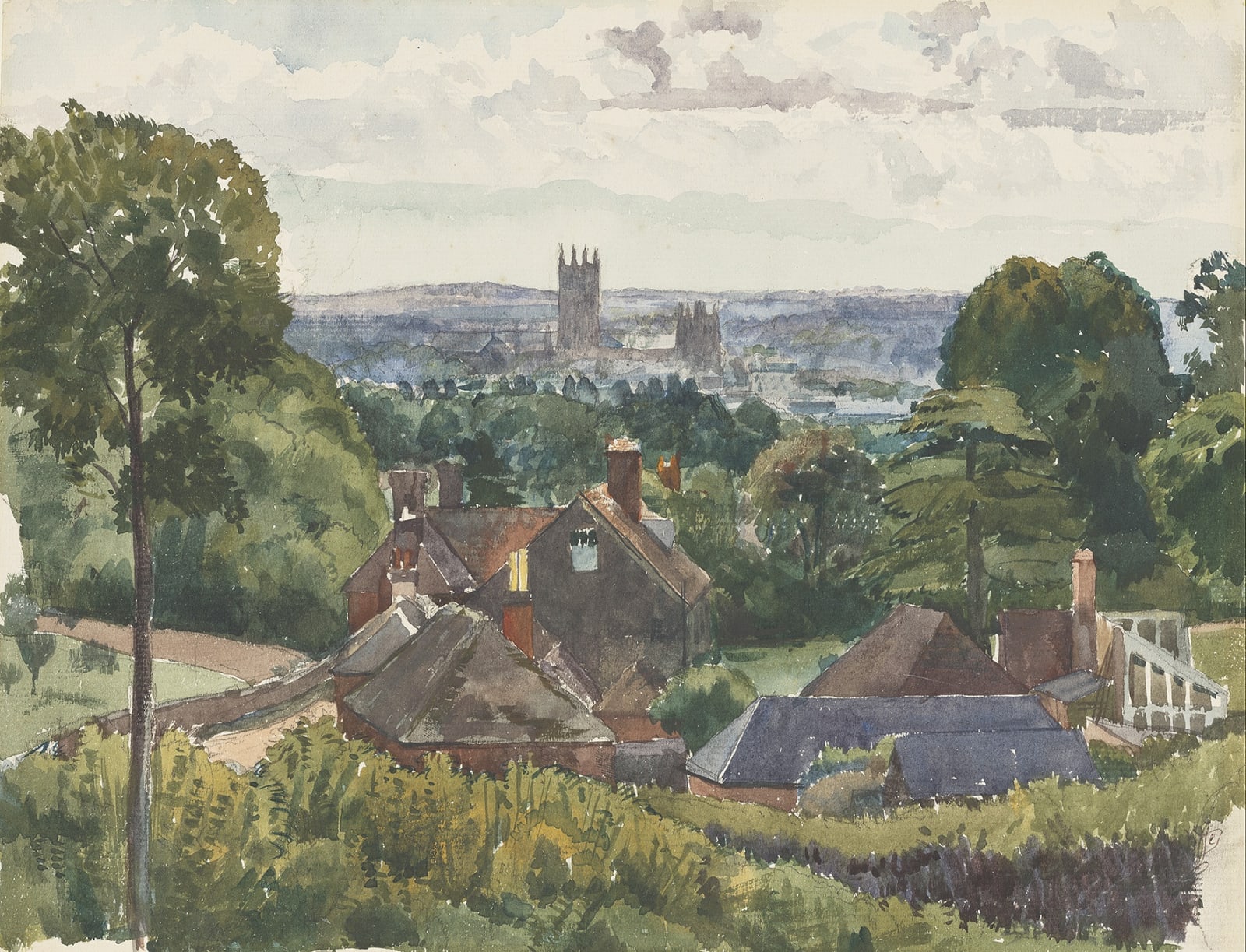 Charles Frederick Tunnicliffe, RA, Macclesfield from the Hollins, 1928