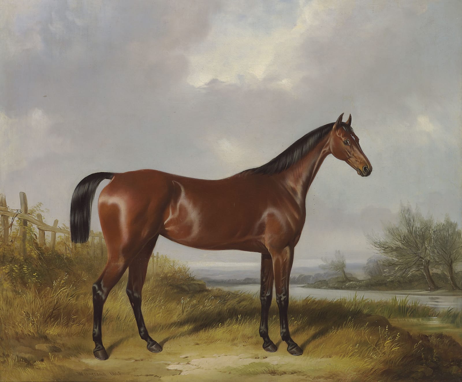 William Barraud, Bay hunter in a landscape