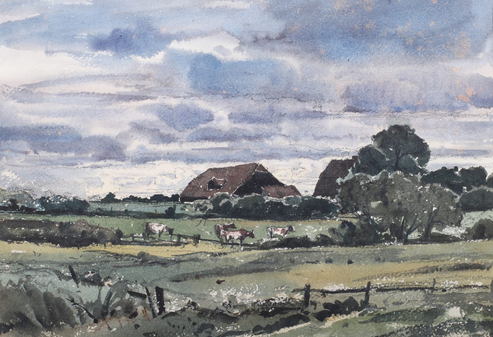 Claude Grahame Muncaster, PRSMA, RWS, ROI, RBA, Clouds on a Summer Evening, Crouch Farm, Sussex