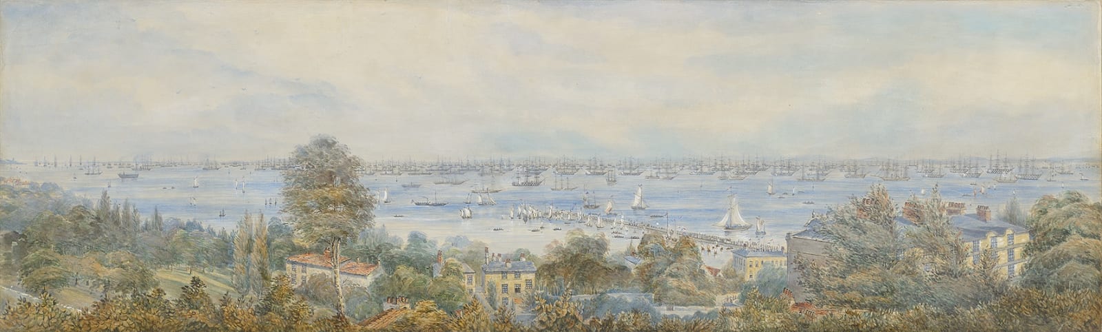English School (19th century), Panorama of the Fleet Review, off Ryde, Isle of Wight,1856