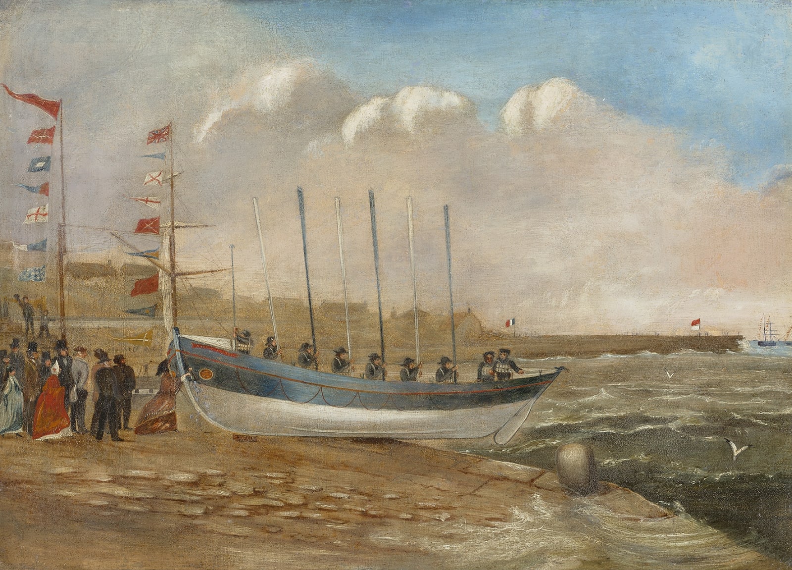 Alexander Kay Brander, The First RNLI Lifeboat at Porthleven - The Agar–Robartes, launched 17th March 1863, 1863