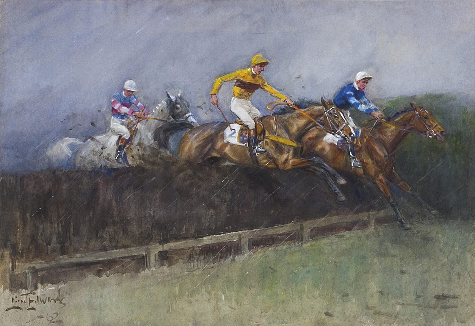 Lionel Dalhousie Robertson Edwards, RI, 'Battle of Giants', The Gold Cup, Sandown, 1961