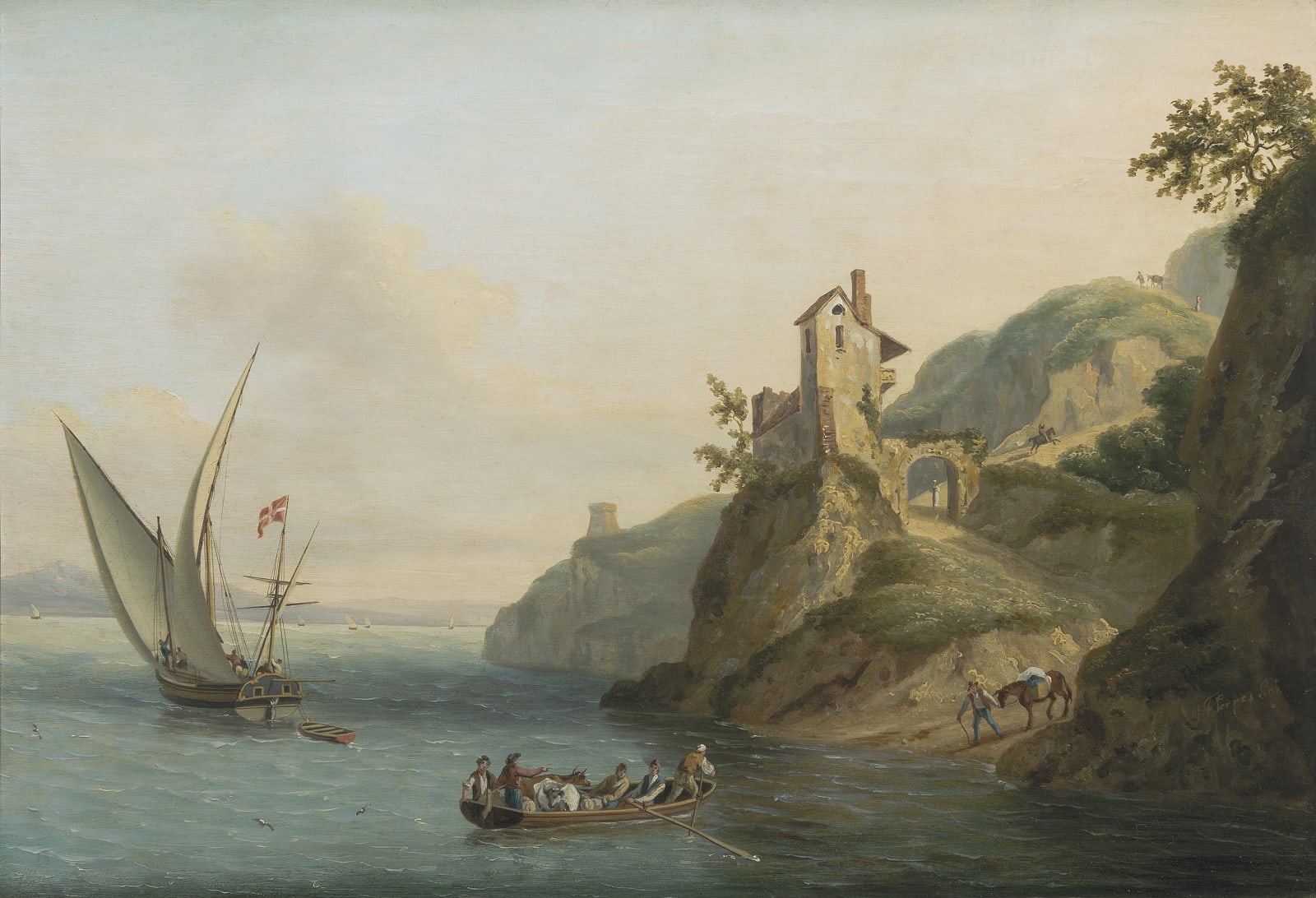 John Thomas Serres, A Maltese settee offshore in the Mediterranean