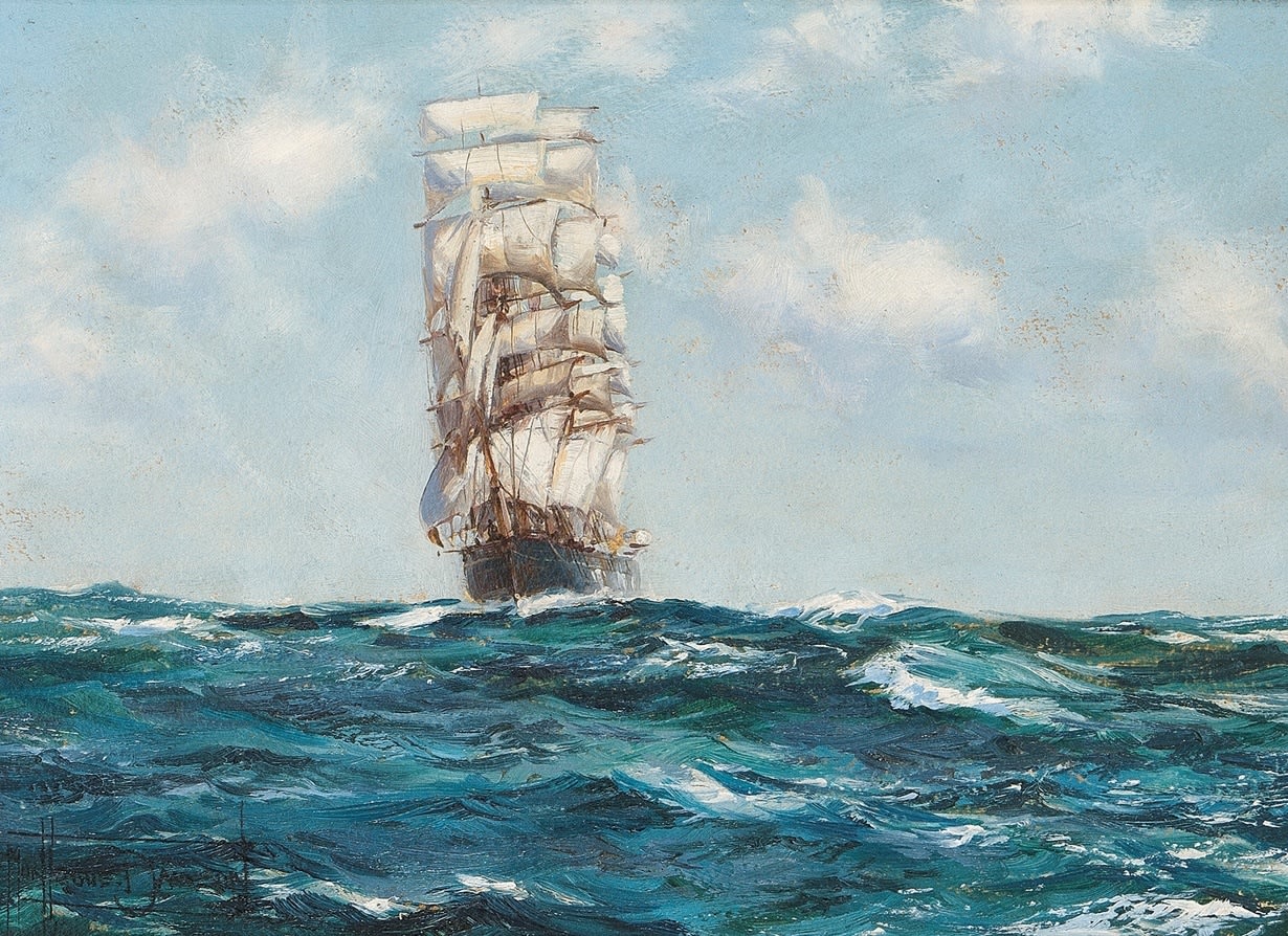 Montague Dawson, RSMA, FRSA, Running down the wind