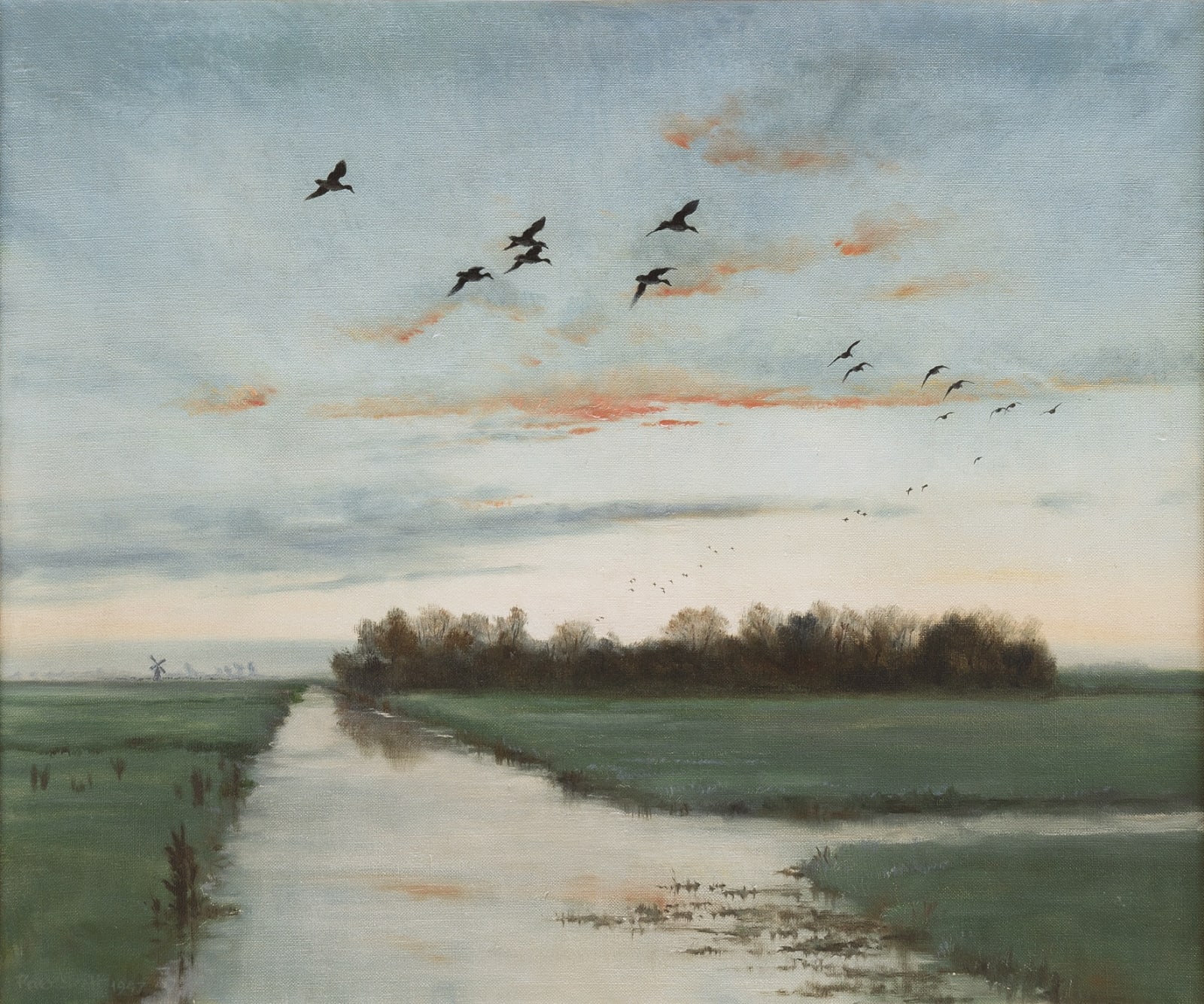 Sir Peter Markham Scott, Ducks returning to the decoy at daybreak