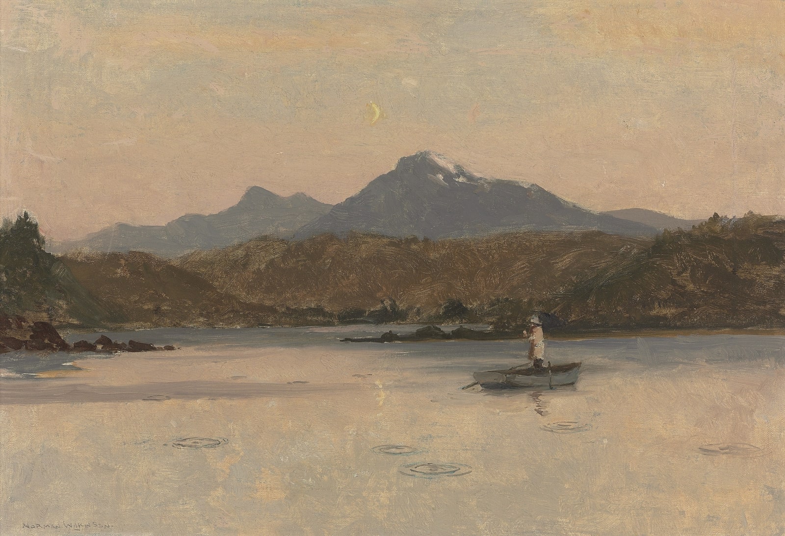 Norman Wilkinson, CBE, SMA, PRWS, RI, Evening rise, Loch Poulary