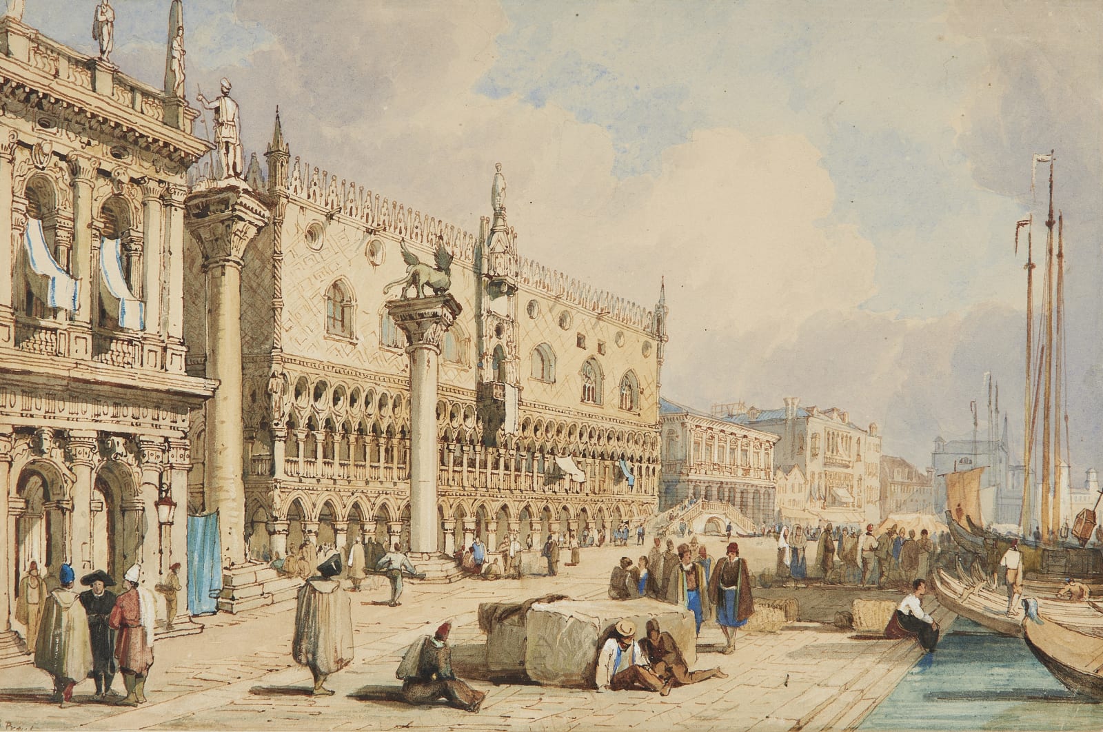 School of Samuel Prout, St Marks' Square and the Palazzo Ducale, Venice