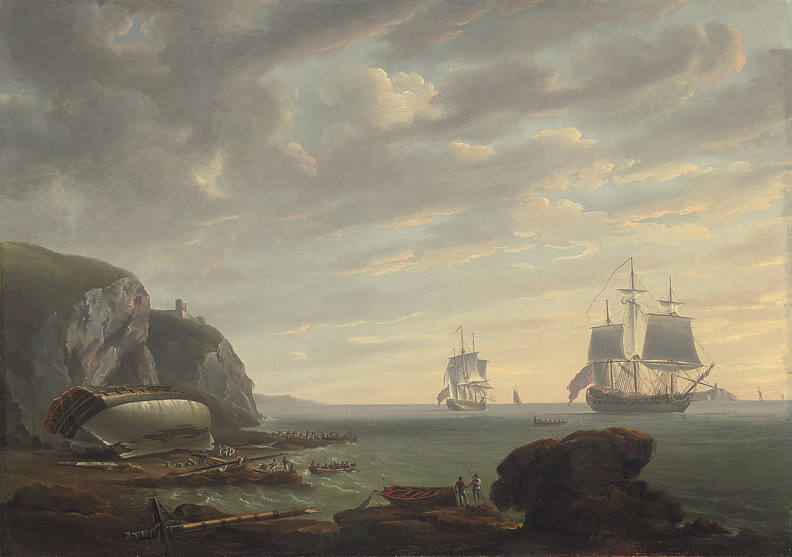 Nicholas Pocock, HMS Crocodile beached at Prawle Point