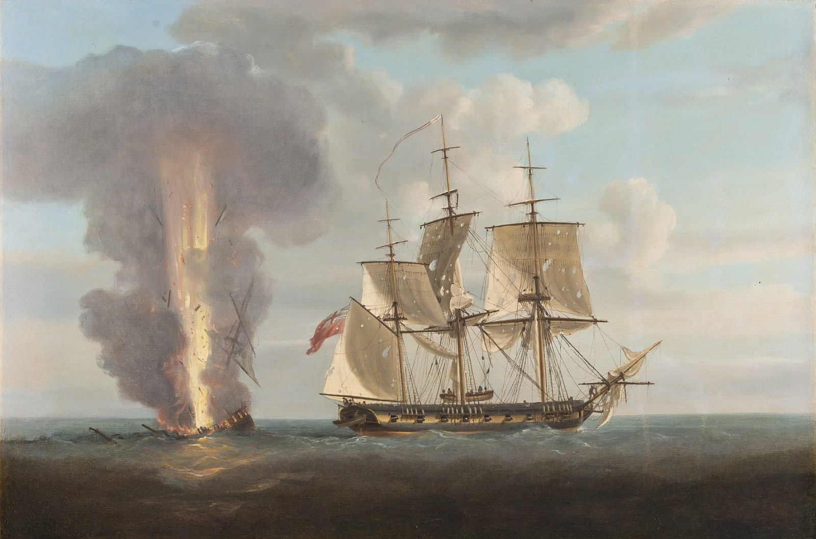 Nicholas Pocock, Captain Jeremiah Coghlan's ship the 'Renard' engaging the French privateer the 'General Ernouf' off Haiti, 1805; The destruction of the 'General Ernouf' by the 'Renard'
