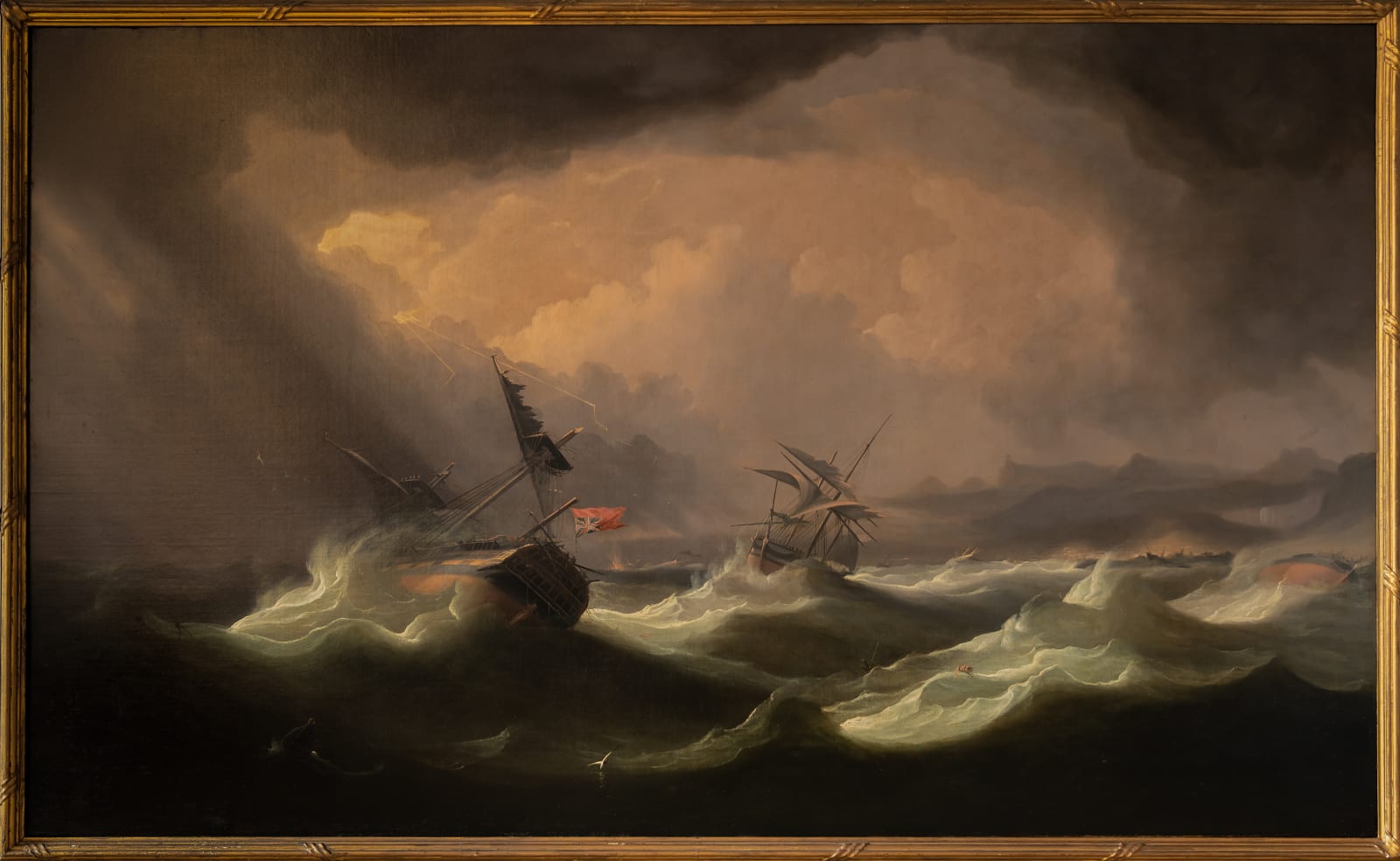William John Huggins, William John Huggins (1781-1845) H.M.S. Blenheim, flagship to Admiral Sir Thomas Troubridge, and her consorts caught in the destructive hurricane off Rodriguez Island, near Mauritius, on 5th January 1807