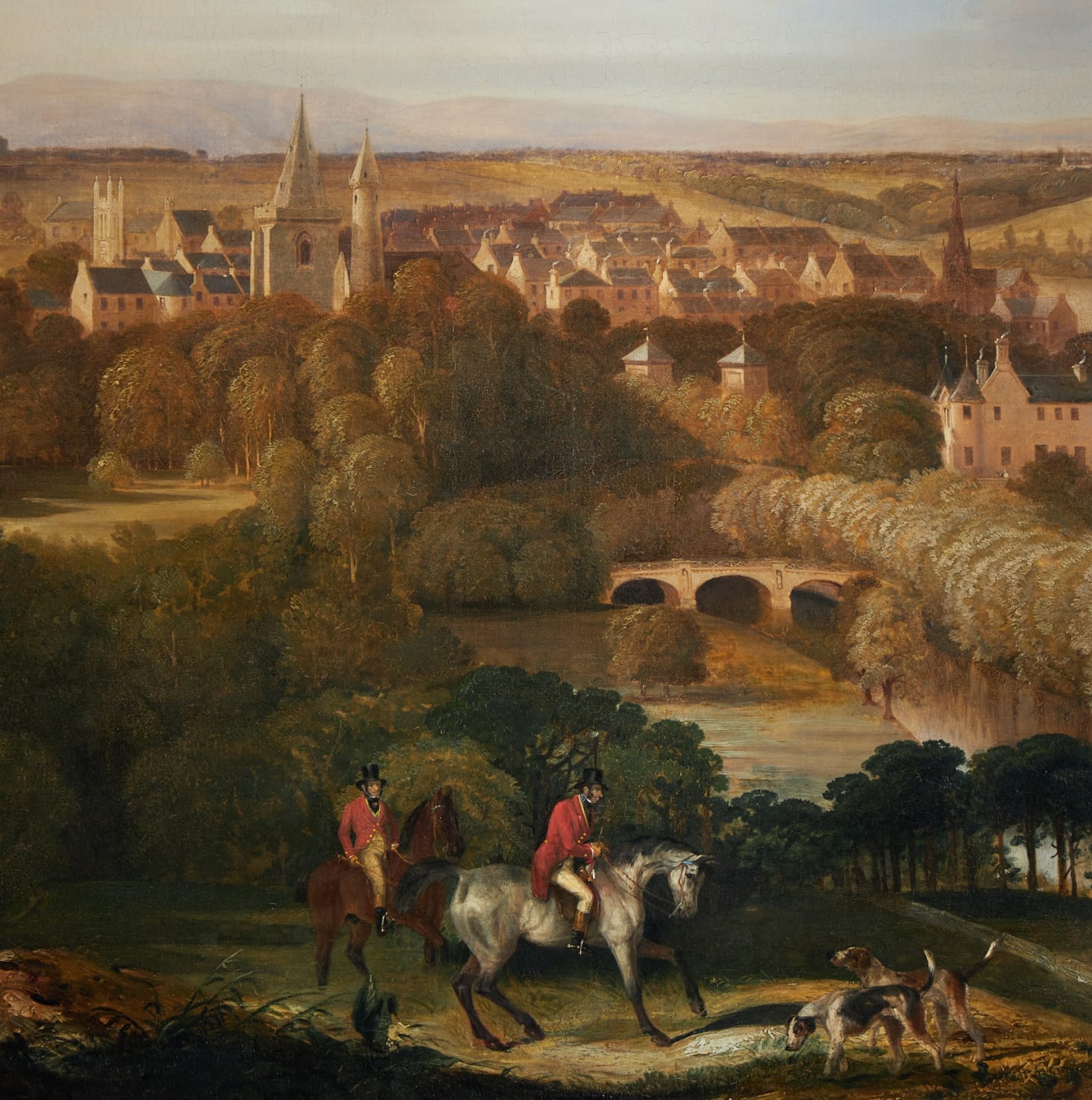 Gershom Gourlay Cumming, The town of Brechin with huntsmen and hounds in the foreground