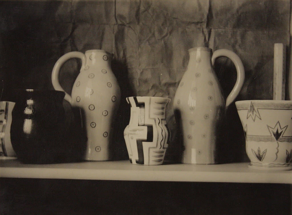 Emma S Gillies, 5 glazed vases and pottery