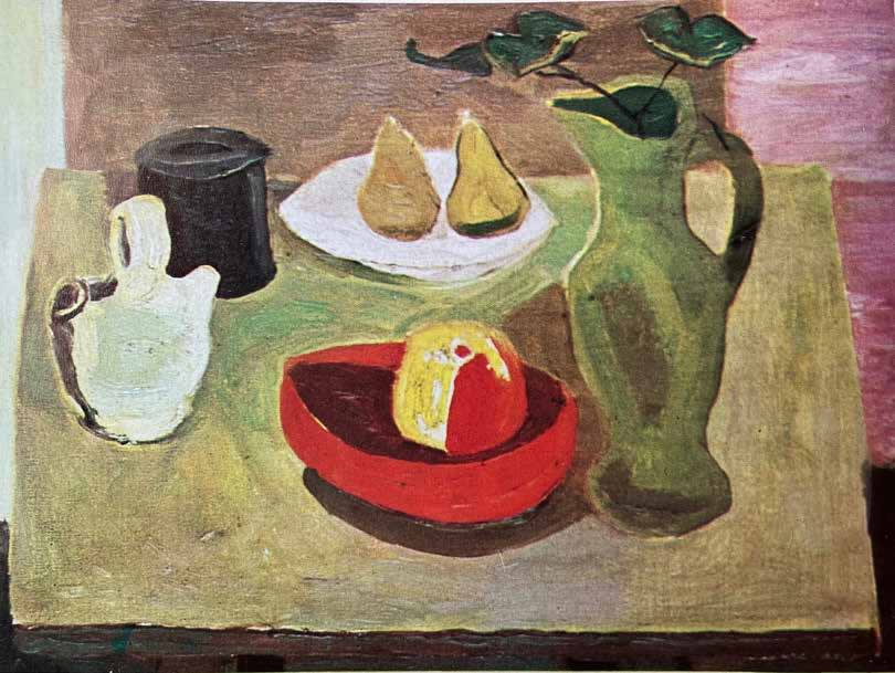 Apple With/On Red Platter, Circa 1949-1951, Oil