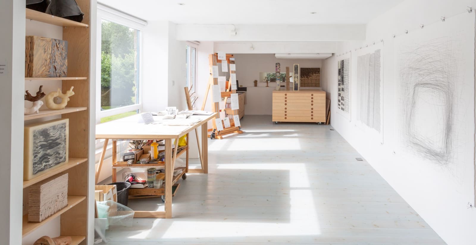 Charlie Poulson drawing studio 2021, Photo by Phil Dickson