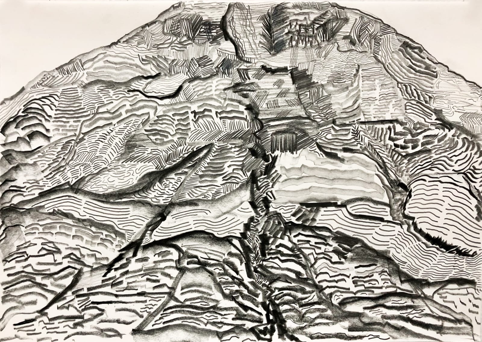Nate Cassie Mountain drawn from memory while the person is sitting on the mountain (Kohala, June 23-July 5, 2021), 2021 Mixed media on paper 12 x 16 in 30.5 x 40.6 cm