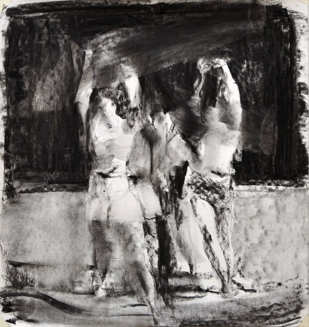 SEBASTIAN HOSU - ACTION! ATTENTION! - 2016 - CHARCOAL ON PAPER - 50 X 53 CM
