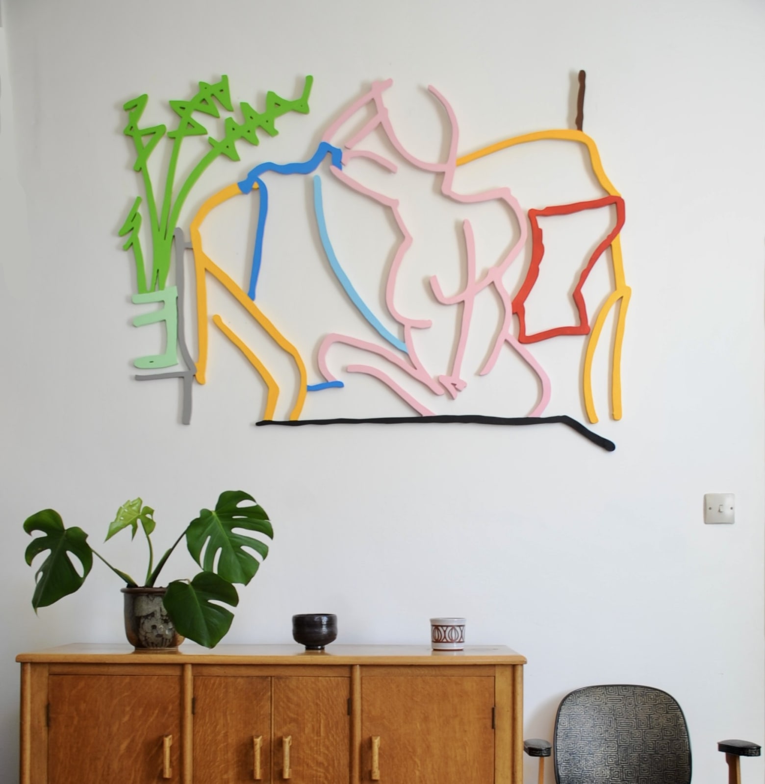 Pink nude on yellow sofa , 2021