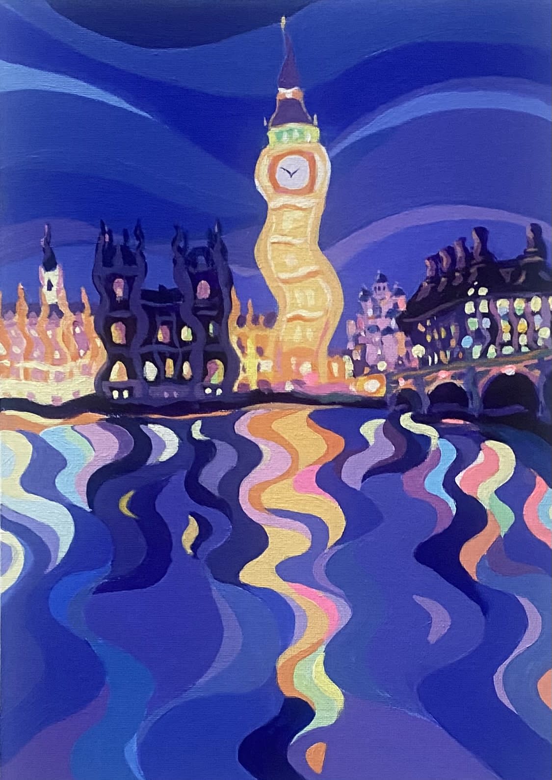 Big Ben Illuminations, Original Painting, 2023