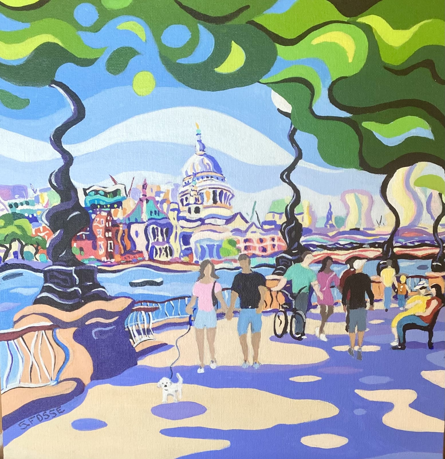 Summer on the South Bank, Original Painting , 2022