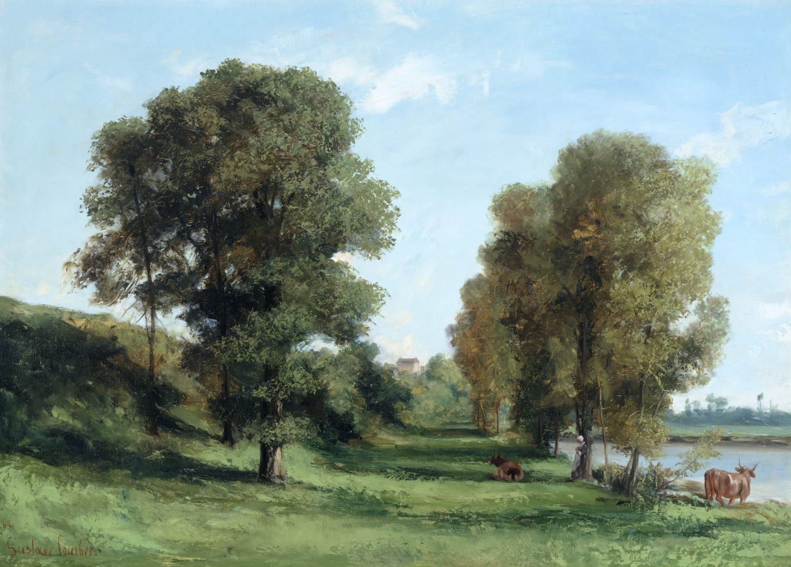 Gustave Courbet, Grands chênes,bords de l’eau, Port Berteau, 1862