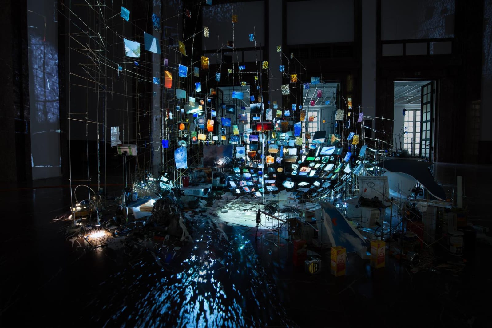 Sarah Sze, installation view of video projections