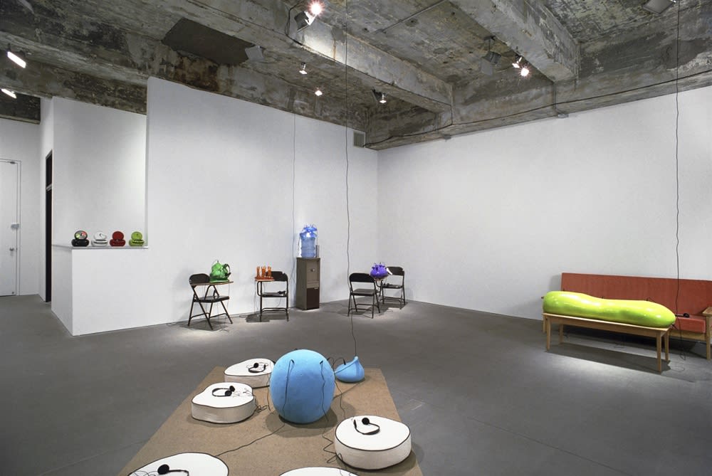 Charles Long installation view at TBG, sculptures with stereo lab