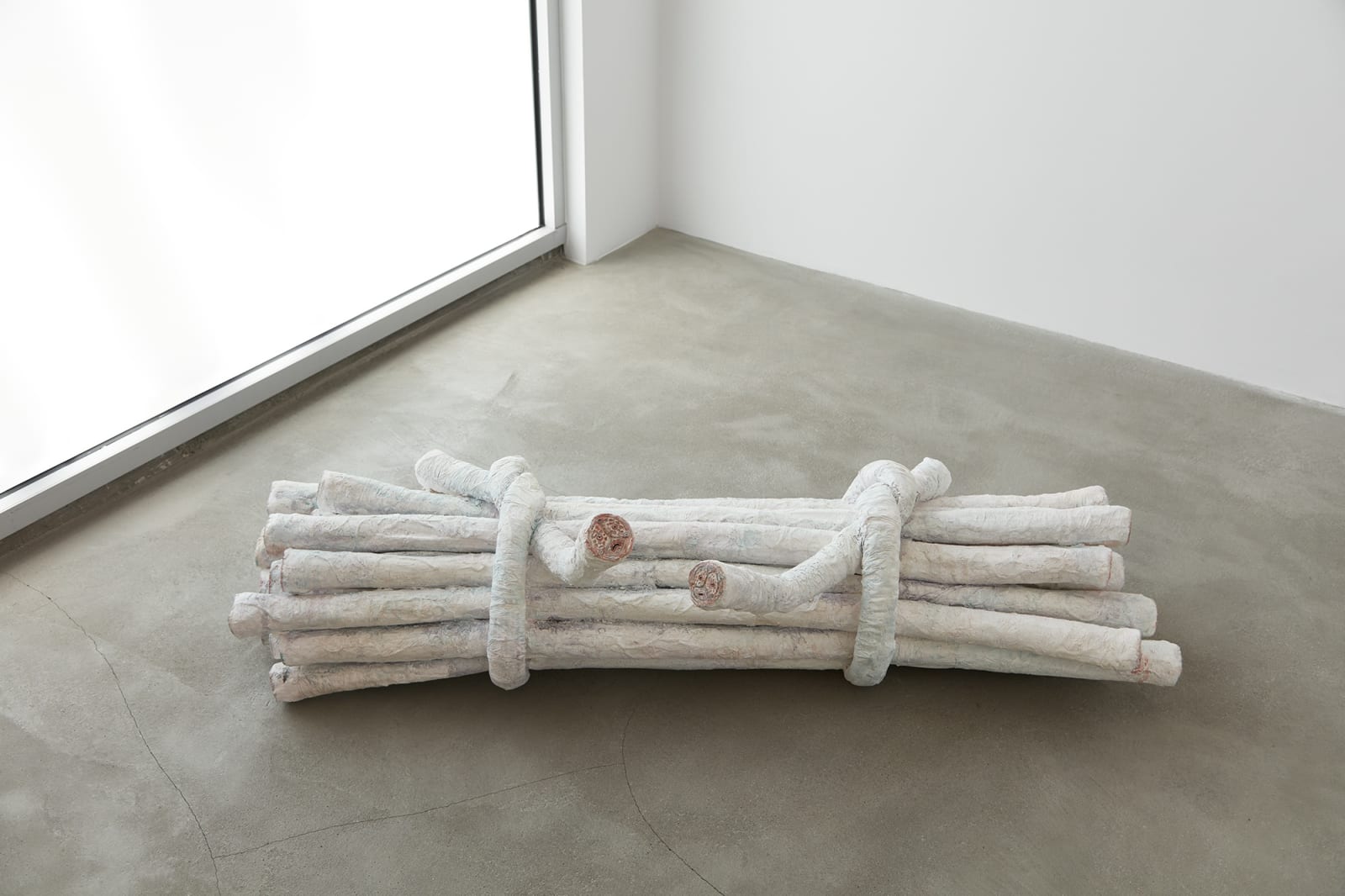 Charles Long installation view at TBG, bundle of sticks