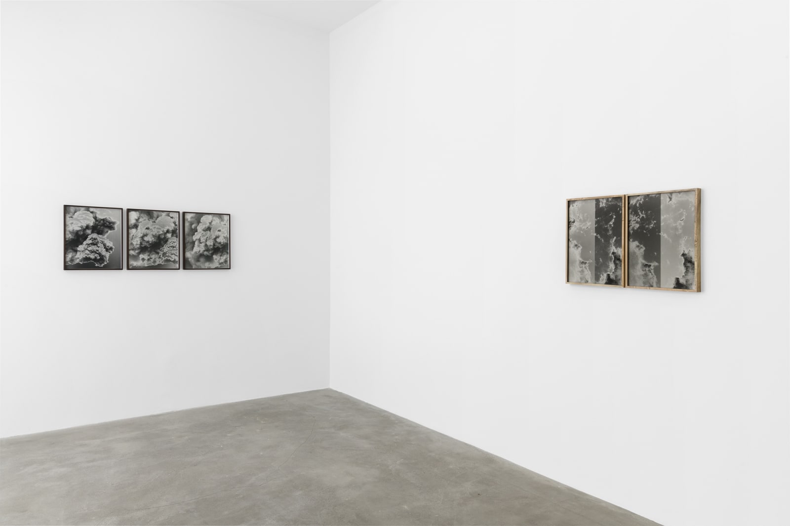 Installation view of Lisa Oppenheim, smoke cloud photograph