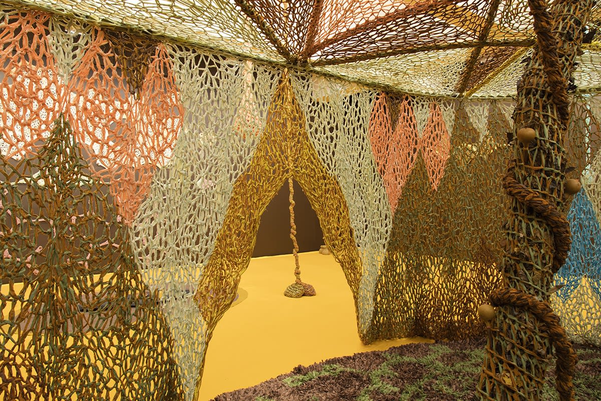 Ernesto Neto installation with crochet