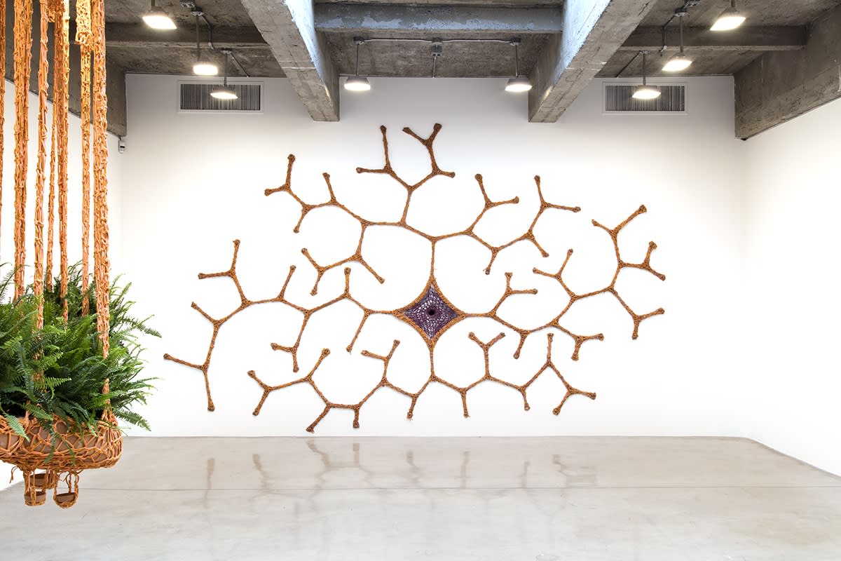 Ernesto Neto installation view at TBG with 3 sculptures