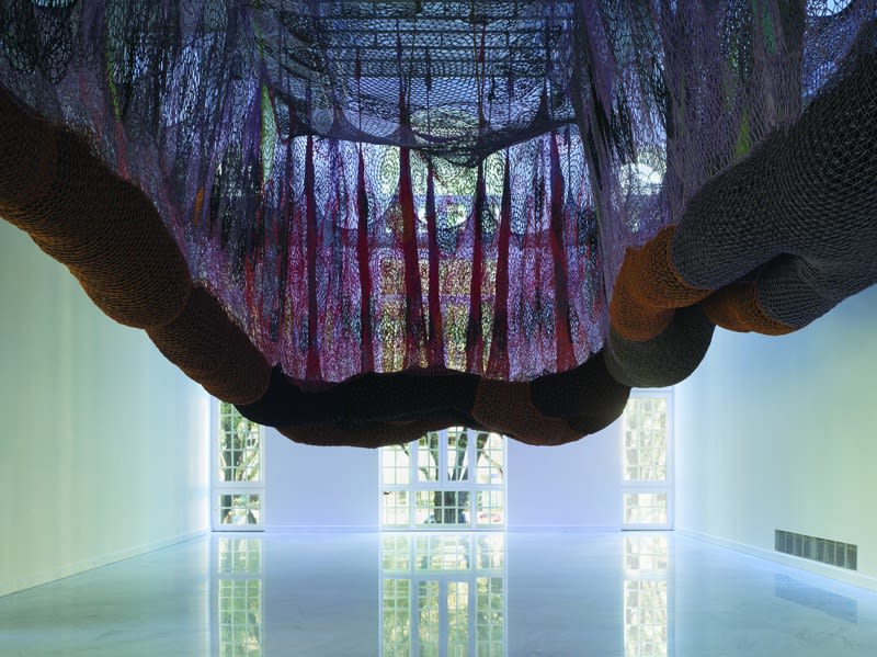 Ernesto Neto crochet hanging installation, walkway for visitors