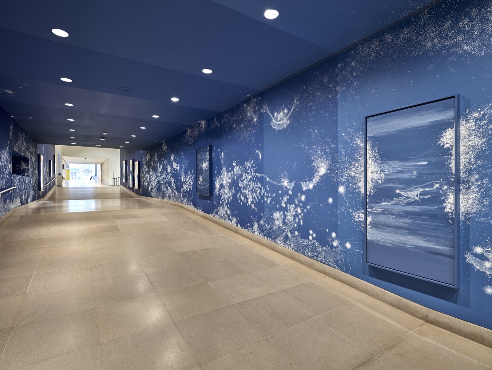 Sandra Cinto mural painting fading from dark blue to light blue