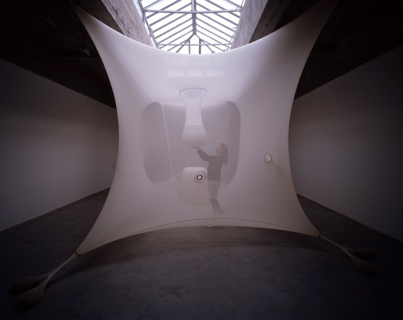 Ernesto Neto installation view of fabric transparent room