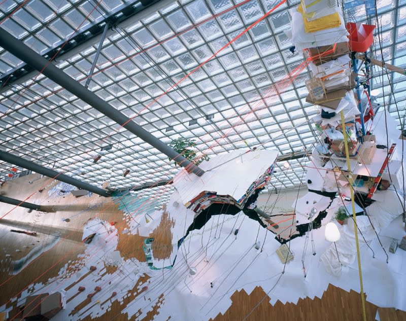 Image of an installation image at Hermes, Tokyo -- multi purpose objects creating a sculpture