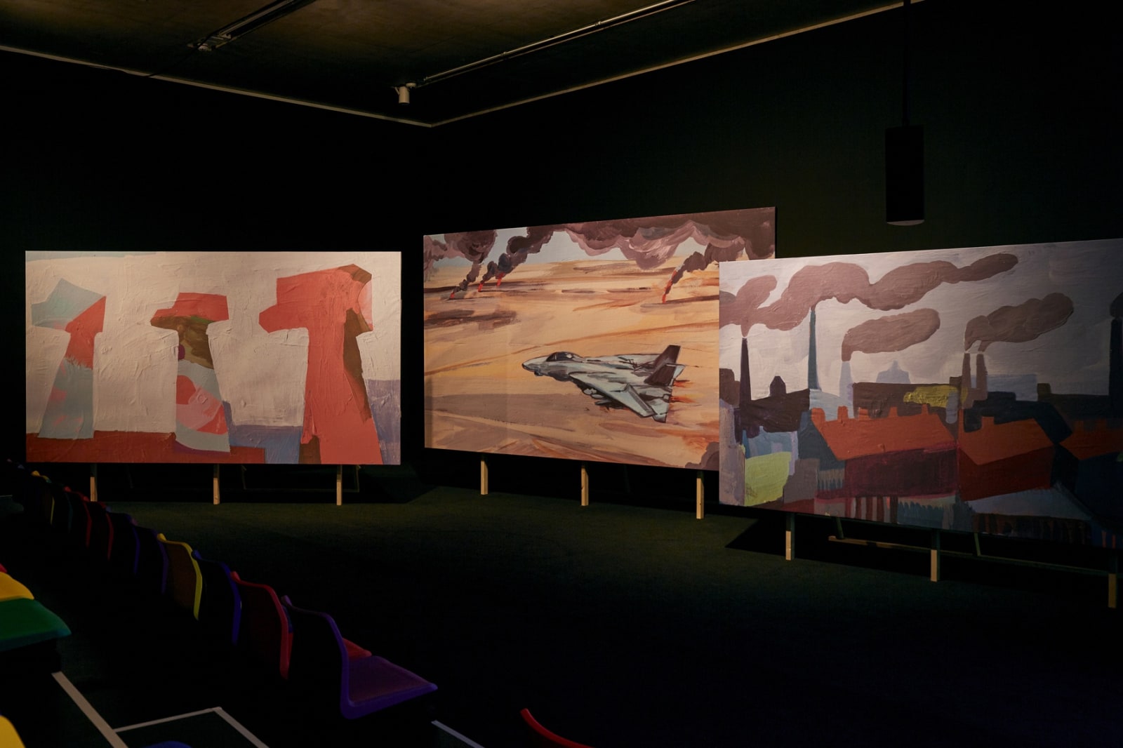 Image of Phil Collins installation with video stills